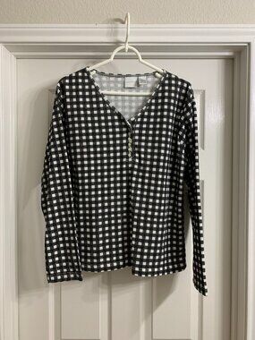 Partners Brand Women's Black and White Thermal Shirt, Size L